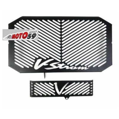 Grille De Protection Radiateur Moto Suzuki V-Strom 650 - Aluminium Noir - Contre Cailloux Et Débris
