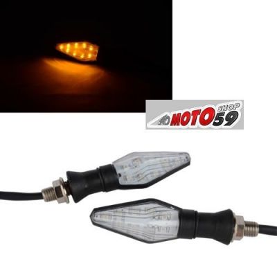  CLIGNOTANTS DRAGON MOTO NOIRS LED ABS x2